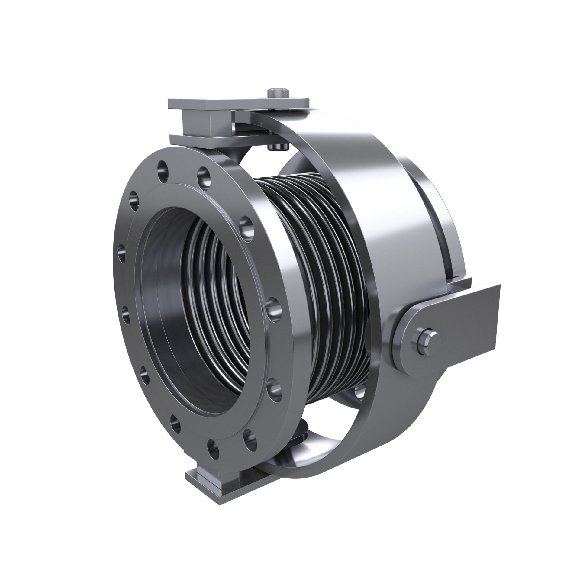 Single Gimbal Expansion Joint with Flanges and Gimbal Assembly