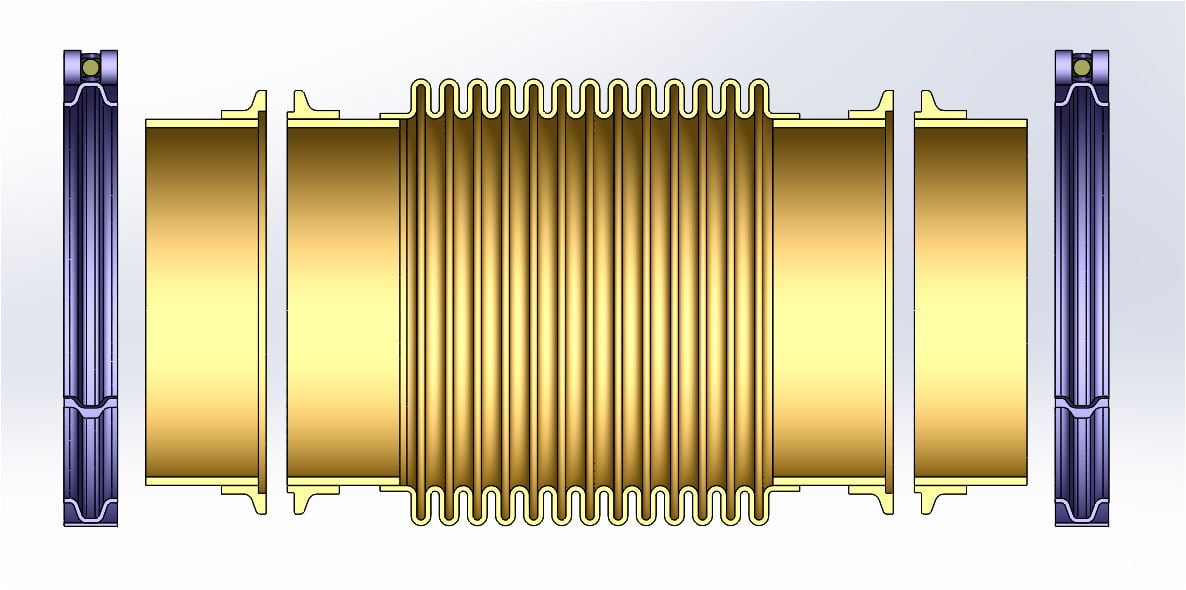 Machined welded flanges bellow section